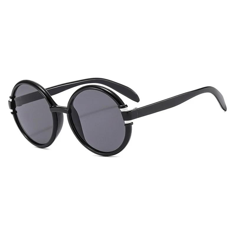 Retro Round Sunglasses Men Women Brand Designer Plastic Frame Oversized Sun Glasses Trendy White Brown Gradient Eyewear Shades