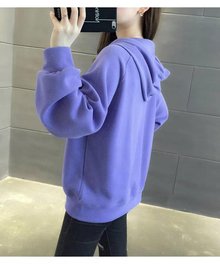 Korean Style Harajuku Loose Fit Hoodie for Women - Velvet Thickened, Trendy BF Style, Long Sleeve Jacket for Autumn/Winter
