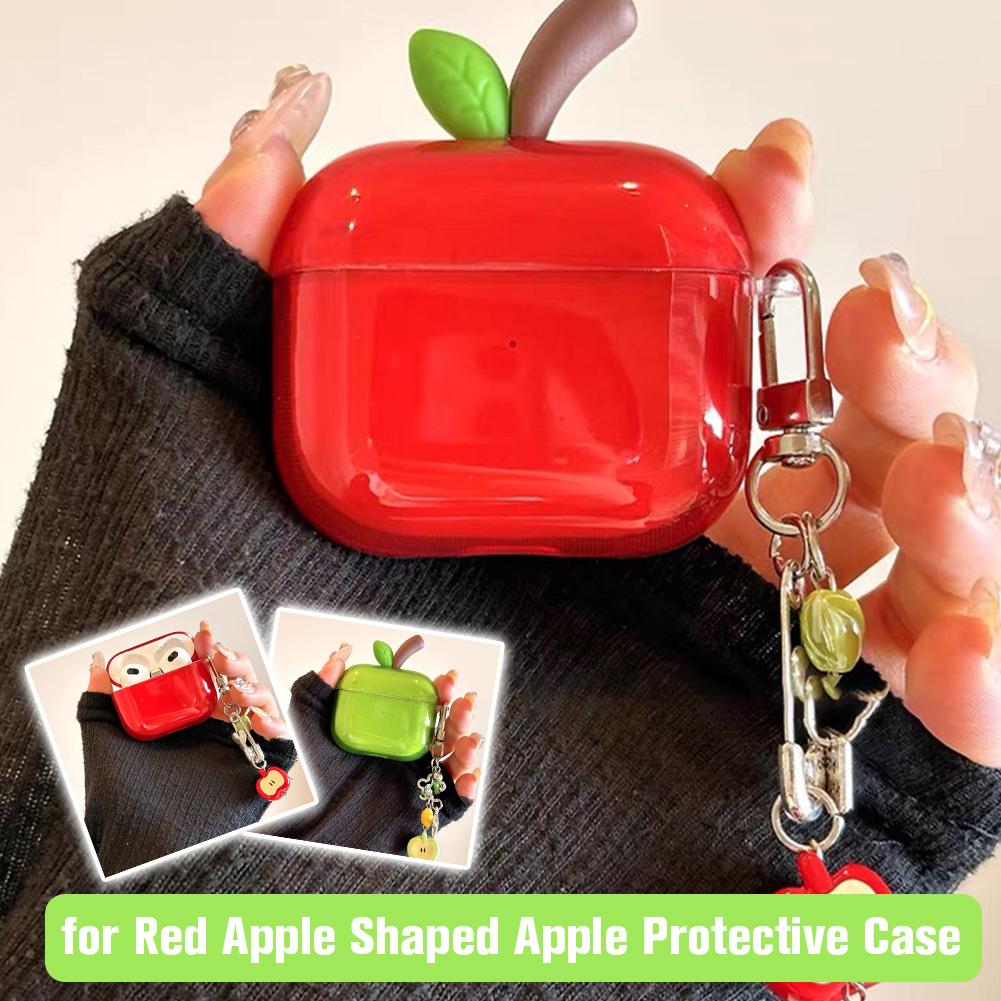 Für Baumast Rote Apfelform Kopfhörerhülle Für Airpods Pro 2/4 Stoßfest Weiches Silikon Transparentes Hülle Cover Für Airpods 4