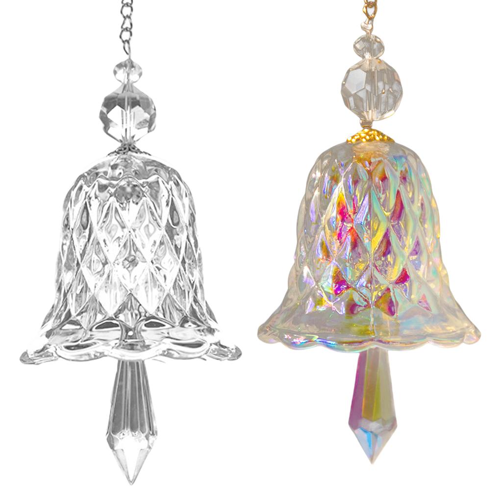 2Pieces Christmas Crystal Wind Chimes Colorful Glass Bells Suncatchers Prisms for Home and Holiday Party Decoration