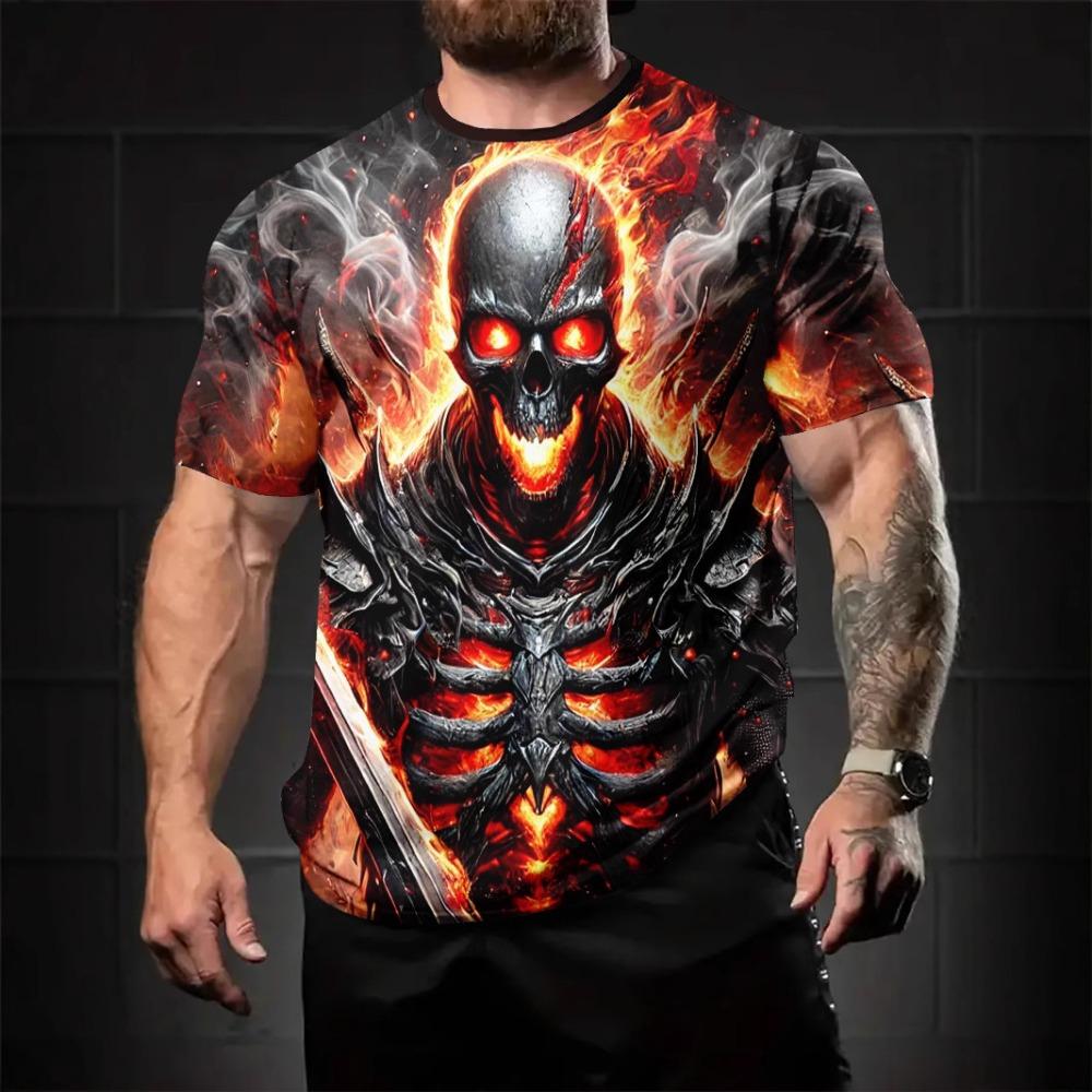 Summer Fashion Comfortable Loose Large T-shirt Fun 3D Printed Casual Breathable Sports Versatile Round Neck Short Sleeved Men's T-shirt