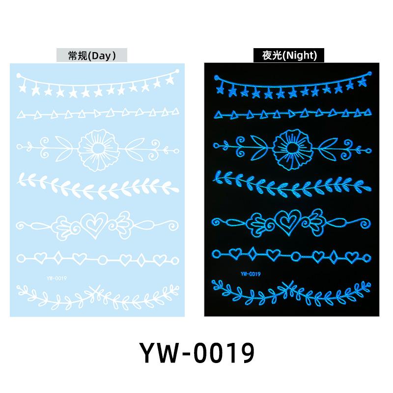 Glow In The Dark Indian Lace Tattoo Stickers - Henna Style Hand Body Art