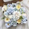 Scatola Combo Fiori Artificiali Blu Oceano con Gambi per Bouquet da Sposa Fai-da-te Decorazioni per Feste Baby Shower