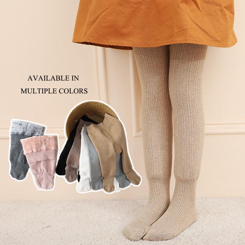 6-Month-Old Baby Winter Fleece White Base Pantyhose For Children Aged 5, Thick Solid Color Warm Pantyhose