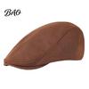 Comfortable Fit Hat Men Woolen Newsboy Flat Cap, Soft Fitted Driving Cabbie Hat, Retro Peaked Cap Style for Spring And Autumn Casual Daily Wear