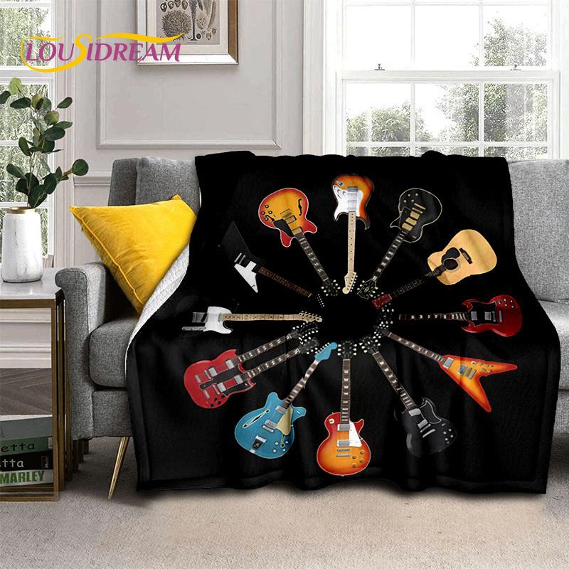 Electric Guitar Bass Classical Guitar Blanket,Throw Blanket for Home Bedroom Bed Sofa Picnic Office Hiking Leisure Nap Cover Kid