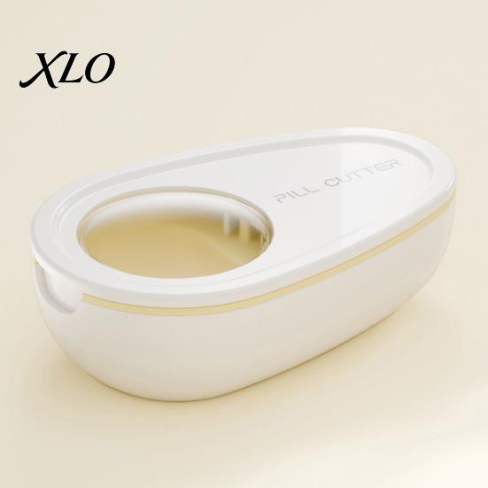 Portable Pill Container Box with Cutter, Stainless Steel Blade Compact Weekly Medication Case, Lightweight Large Capacity Dispenser for Daily