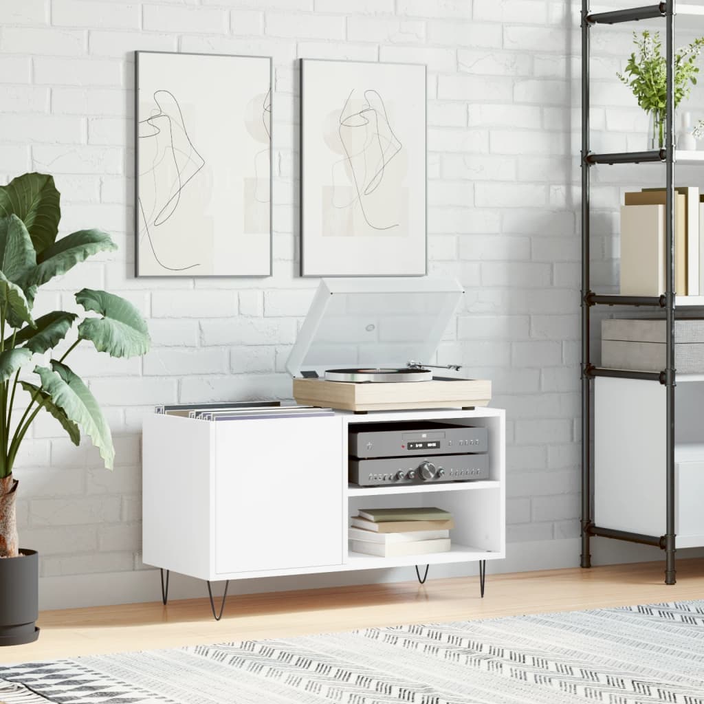 Record Cabinet White 85 x 38 x 48 cm Engineered Wood