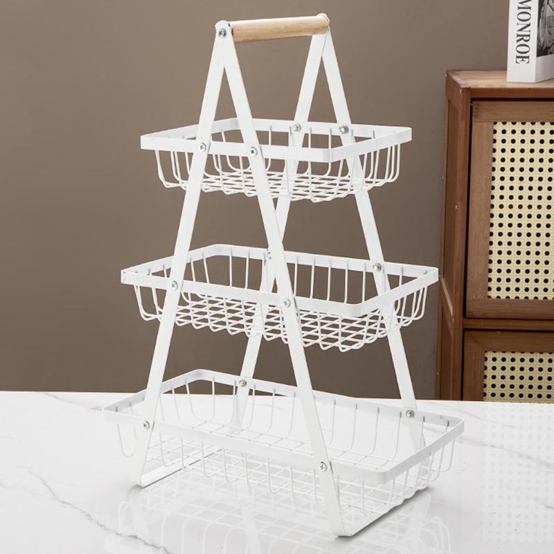 3-stufiger Obstkorb Küchenregal Eisen Hohlmaschen Wohnzimmer Snackhalter