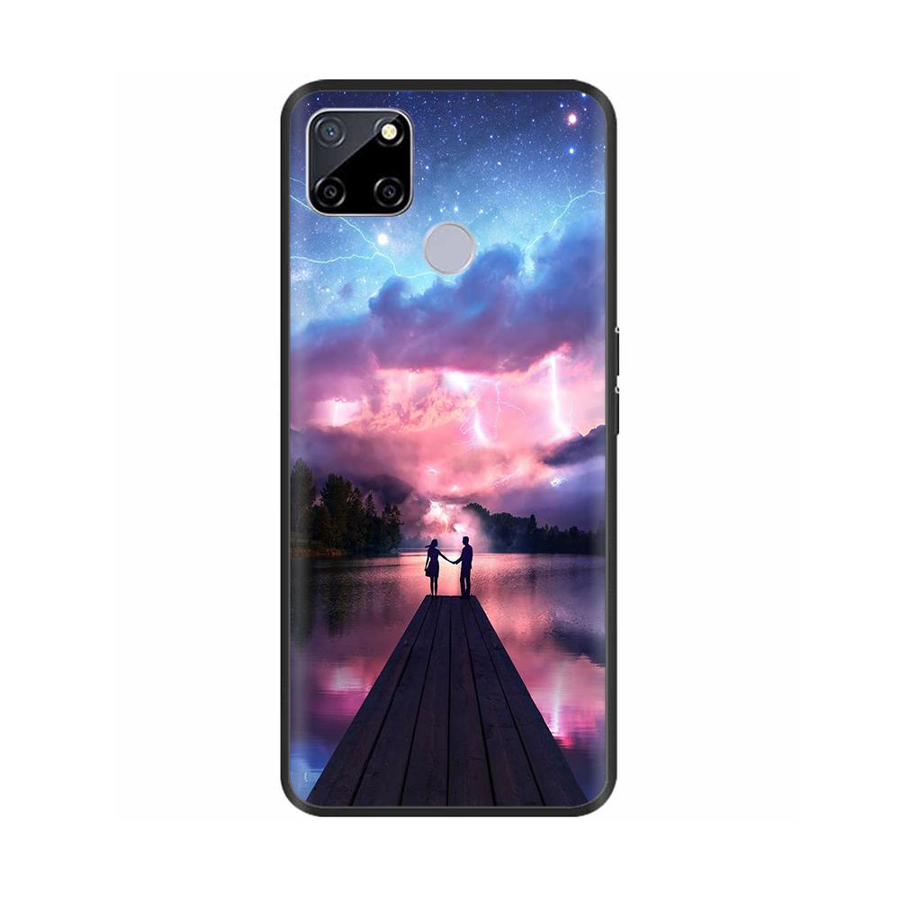 For Realme C25 Case C25s Soft Cute Cover for OPPO Realme C25Y C21Y Silicone Black TPU Phone Case For OPPO Realme C21 Flower Capa