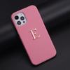 Custom Name Letter Gold Metal Genuine Leather Phone Cas for16 11 12 13 14 15Pro Max 16 15Plus XS XR Personalization Cover Luxury