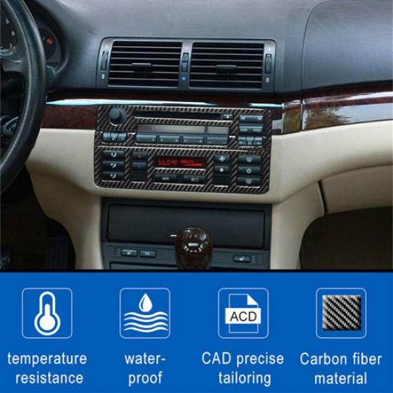 3Pcs Carbon Fiber Interior Central Console Cover Trim For BMW 3Series E46