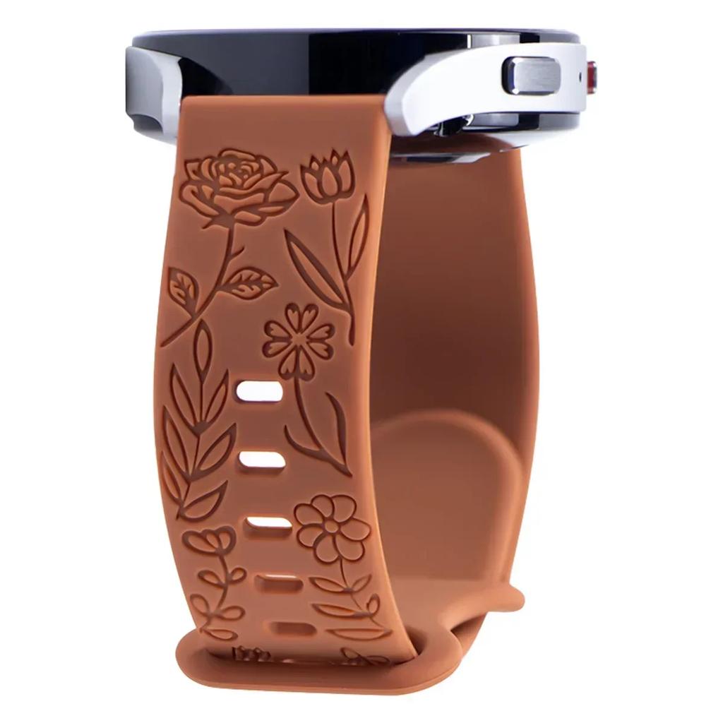 18mm 20mm 22mm Rose Engrave Band for Samsung Galaxy Watch 654 40mm 44mm Gear S3 Silicone Cute Strap Classic 43mm 45mm Active 2