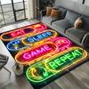 Rutschfeste Bereichsmatte aus Kristallvelours, lebendiger Spiel- und Schlafdesign-Teppich "Neon-Print, perfekt für Schlafzimmerdekoration