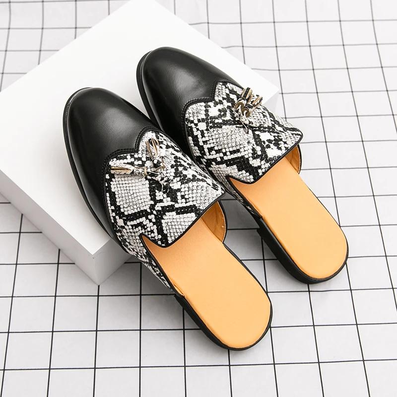 

Patent Leather Brands Designer Mens Casual Business Italian Men Half Shoes Mules Man Black Slides Slipper Zapatos Para Hombre 38