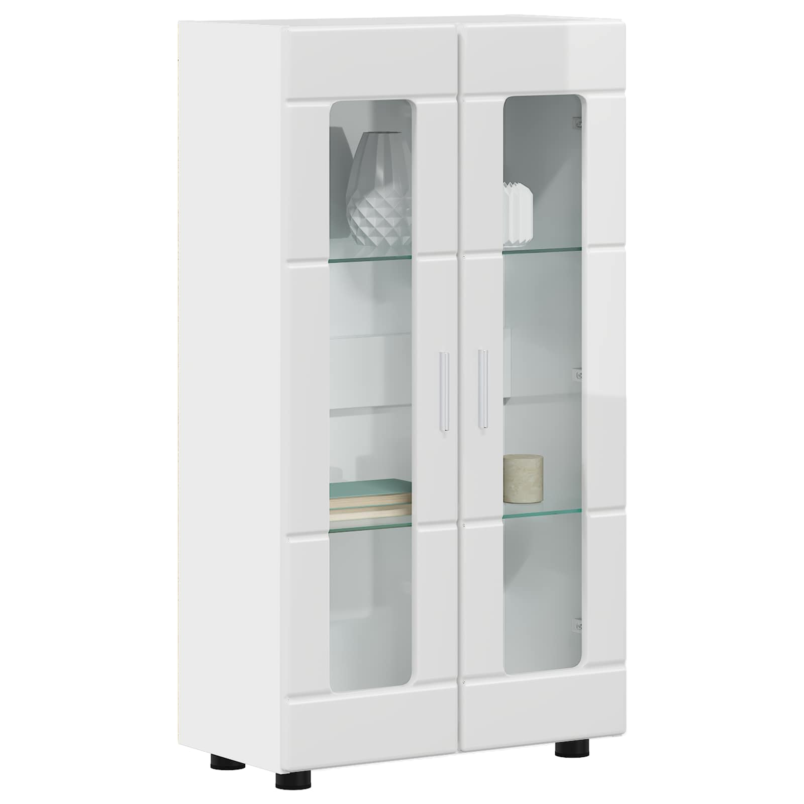 FLORIN Sideboard mit Regal Hochglanz Weiß 55,5 x 29 x 100 cm