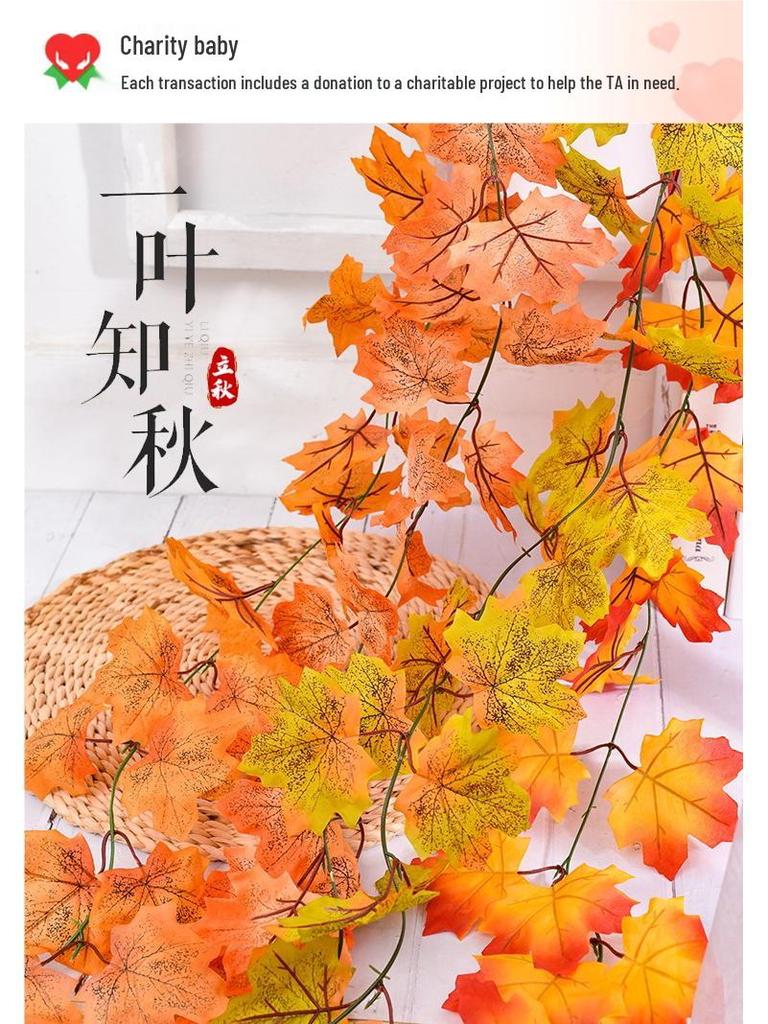 Red Maple Leaf Autumn Vine: Artificial Flower Wall & Ceiling Decor