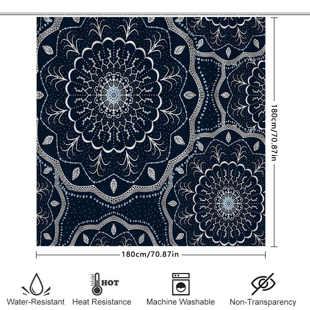 Boho Shower Curtain Floral Nature Pattern Bathroom Decor Vintage Farmhouse Backdrop Waterproof Fabric