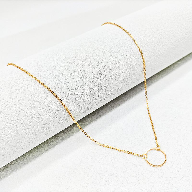 Tredy Minimalist Circle Pendants Necklaces for Women Eternity Collares Gold Chain Simple Design Neck Jewelry