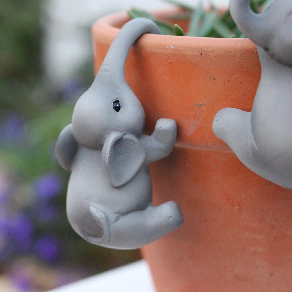 2-pCS Creative Elephant Flower Pot Decorative Pendant, Garden Animal Ornament, Resin Crafts