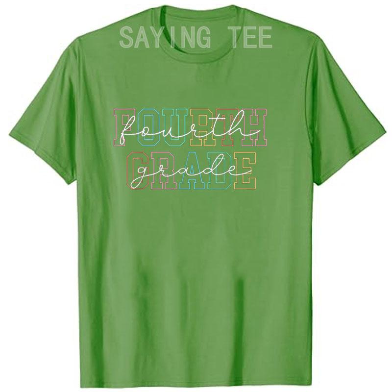 Fourth Grade Teacher Girls Boys Back To School 4th Grade TShirt First Day of School Letters Printed Saying Tee Top Novelty Gift