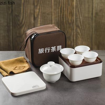 7-częściowy zestaw Chiński Zestaw do Herbaty Kung Fu Ceramiczny Przenośny Zestaw Czajniczek Podróżny na Zewnątrz Gaiwan Filiżanki do Herbaty Ceremonii Herbacianej Filiżanka Drobny Prezent