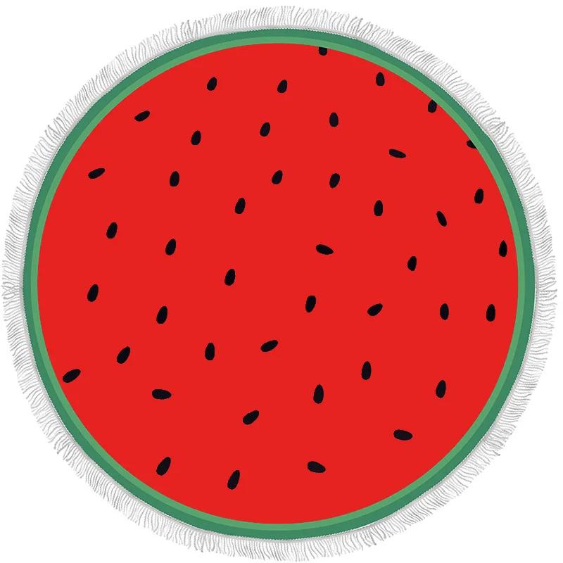 Watermelon Orange Microfiber Round Beach Towel Fruit Thick Shower Bath Towels Summer Swimming Circle Mat Towel With Tassels