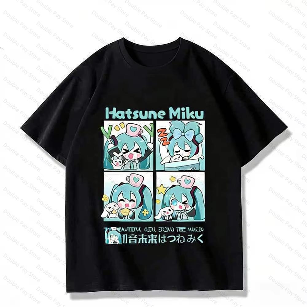 2026 Summer Hatsune Miku Vocaloid Chibi 4 Panel Print Unisex Anime Casual Short Sleeve Women And Men T-shirt