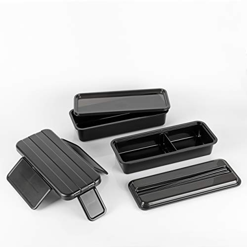 PEARL METAL Two-Tier Bento Box, Made In Japan, Limited Edition, Black, Microwave Safe, BLKP Black, AZ-5046