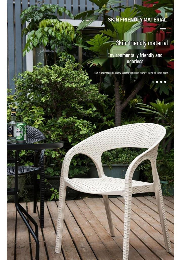 Modern Rattan-Style Stackable Outdoor Chair for Home, Balcony, or Courtyard Use