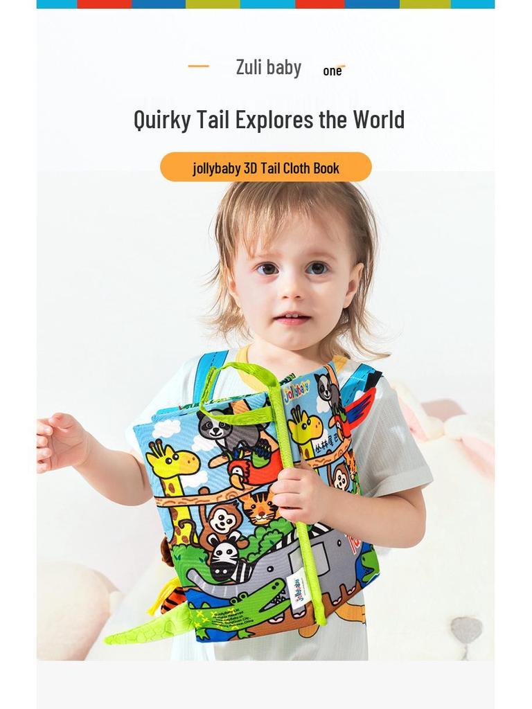 Jollybaby Animal Tail Peek-a-Boo Cloth Book - Baby Toy for Early Education (0-3 Years)