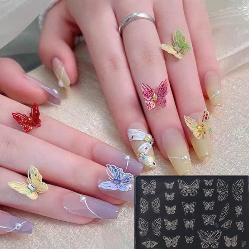 3D Nail Art Mold with Variety of Patterns Template Carving Sticker Stencil Tools Moulds for Nail Enthusiasts and Salons