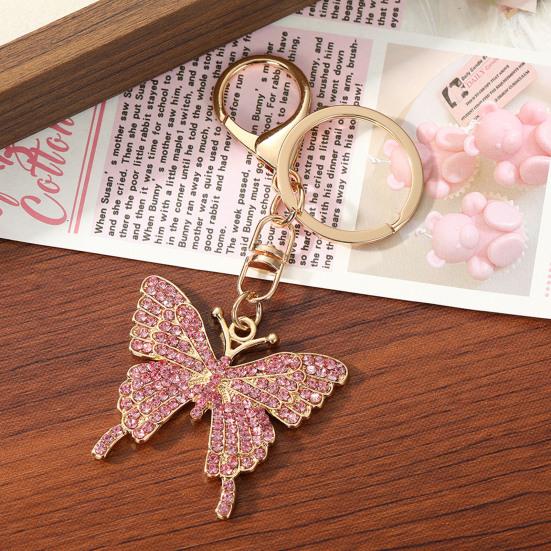 Sparkling Rhinestone Butterfly Keychain Women Girls Car Key Ring Holder Backpack Pendant Purse Bag Charm Decoration Accessories