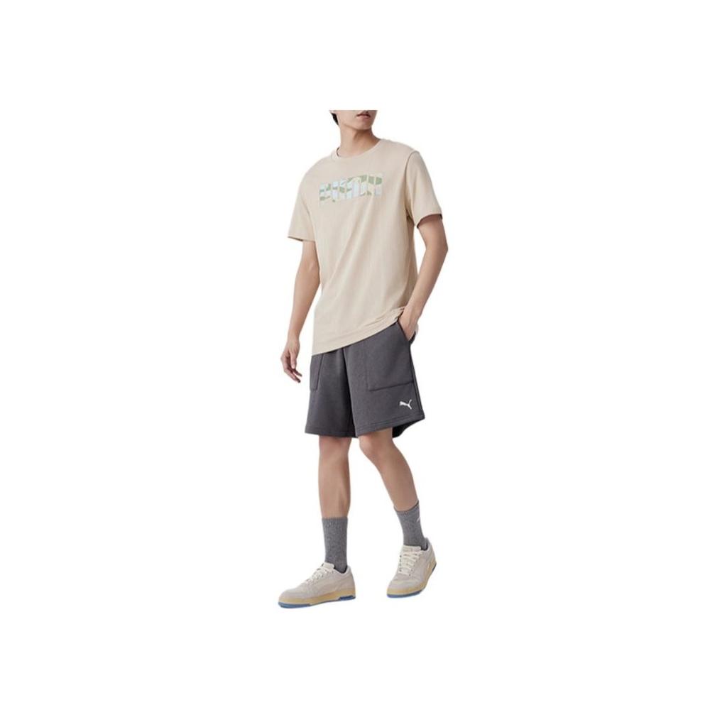 Puma Solid Color Comfortable Sports Lace-Up Mid-Waist Casual Shorts Men Shorts Black Gray 683476-30