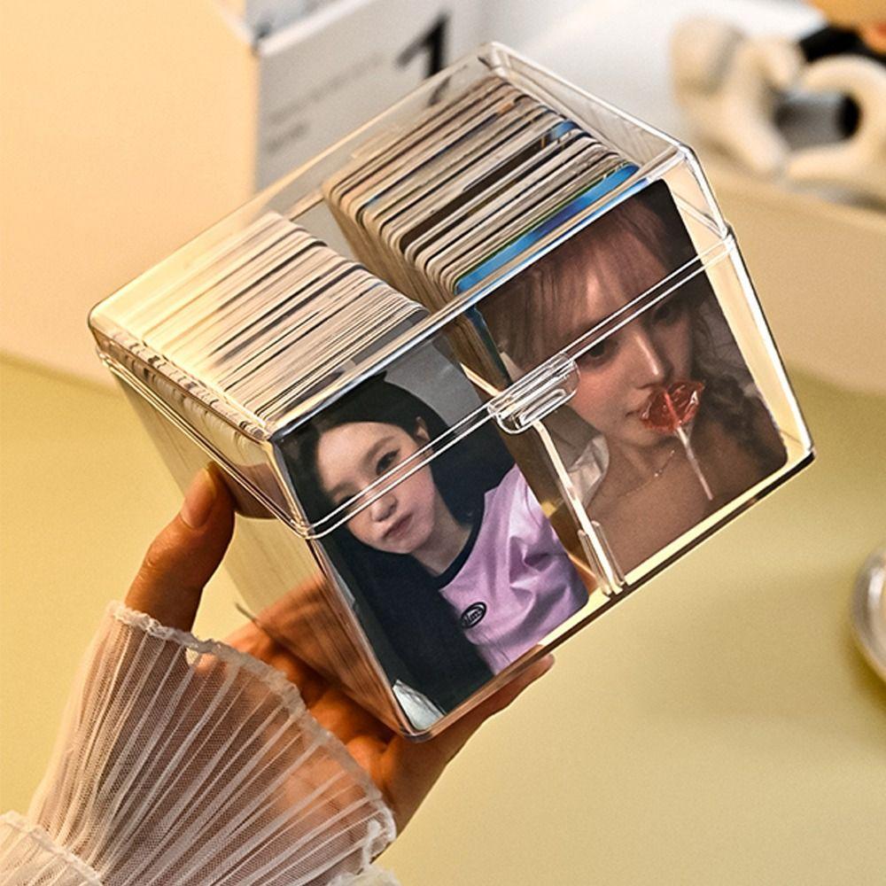Transparent Acrylic Storage Box Acrylic 2/8/9/12 Grids Clear Display Box Large Capacity Dustproof Cover Photo Card Organizer