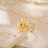Adjustable Gold Plated Flower Rings for Women Stainless Steel Finger Rings 2026 Trendy Jewelry Anniversary Party Gifts New