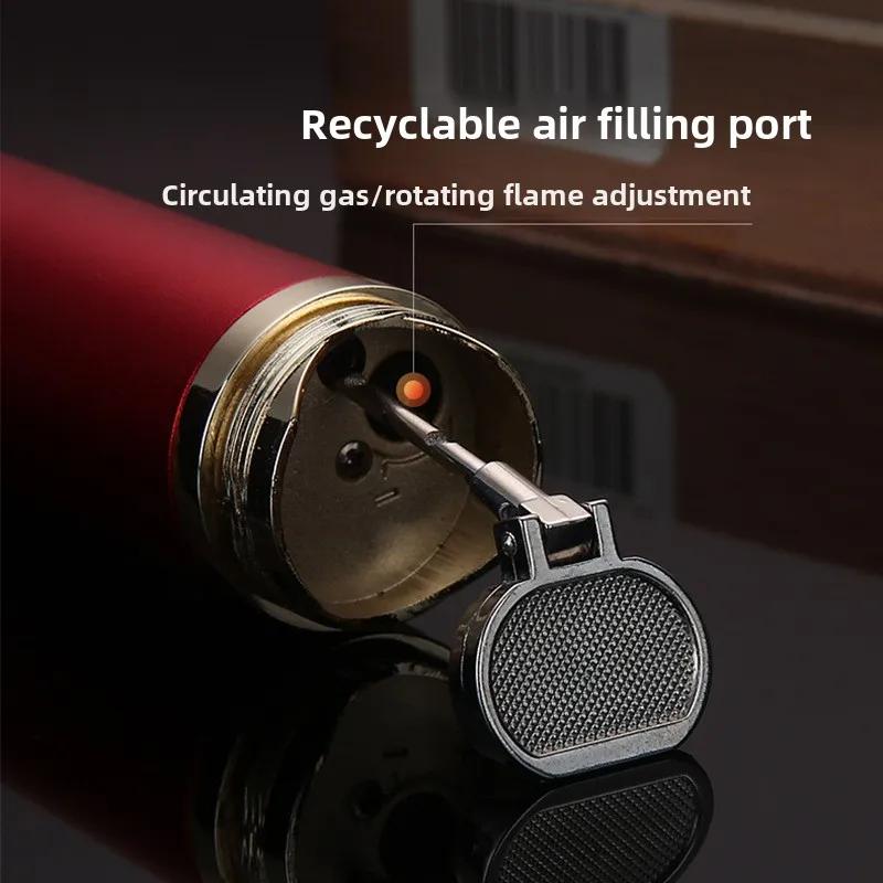 NEW Metal Material Is Stretchable Windproof Blue Jet Flame Lighter Refillable Multifunctional Moxibustion Cigarette Accessory