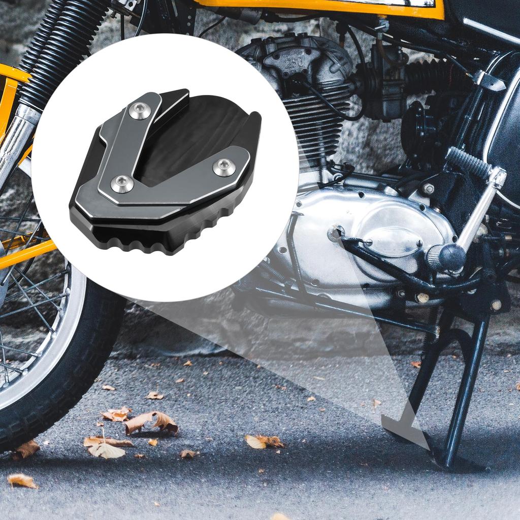 X AUTOHAUX Motorcycle Kickstand Extension Pad Side Stand Support Plate in Black Titanium for Suzuki Gixxer 250 SF 2018-2023