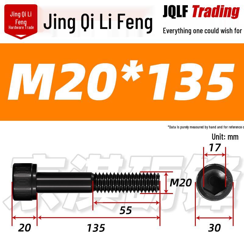 M20-M27 High Strength Blackened Hex Socket Head Cap Screw with Knurled Cylindrical Half Thread
