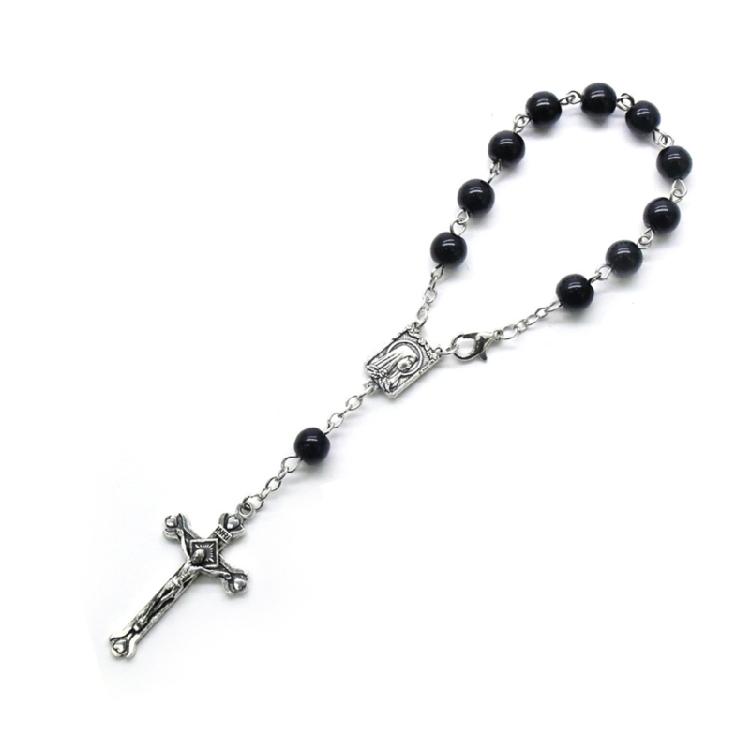 8mm Pearl Rosary Bead Finger Baptism Rosaries for Christening Baby Shower