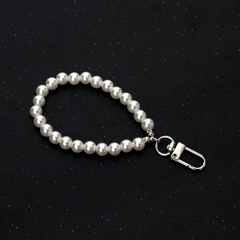 Fashion Imination Pearl Beads Keychain Lanyard Wrist Strap Phonecase Charm Keychain Decorations Pendant Cellphone Strap