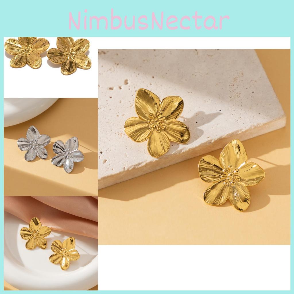 Unique High-end Design Vintage Gold Plated Floral Earrings For Women