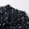 Xiangying French Style Blue Floral Long-Sleeve Dress