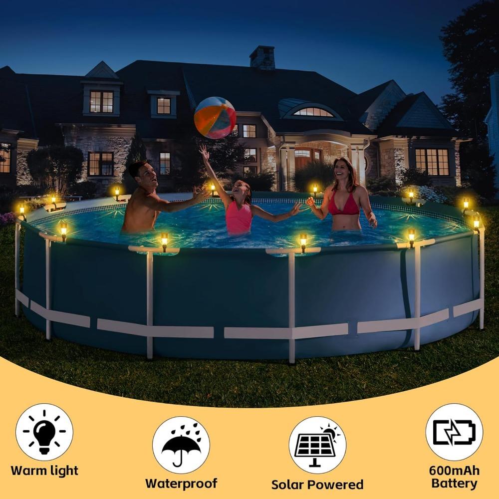 6Pcs Waterproof Fence Decorative Accessories LED Solar Outdoor Lights for Swimming Pool