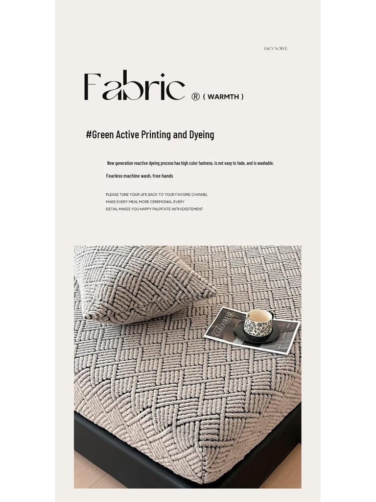 Thick Warm Jacquard Mattress Protector - Solid Color, Full-Coverage for Autumn/Winter