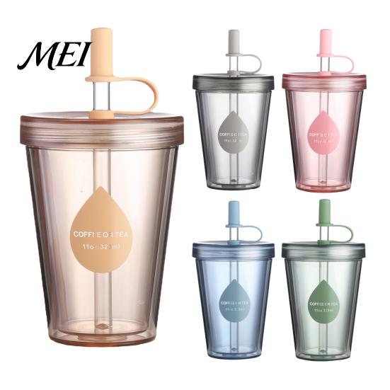 Lightweight Portable Water Bottle Drinking Straw Cup, Leak-proof PC Bottle, Durable Leak Proof for Students Anti-fall And Office Use Plastic Cup