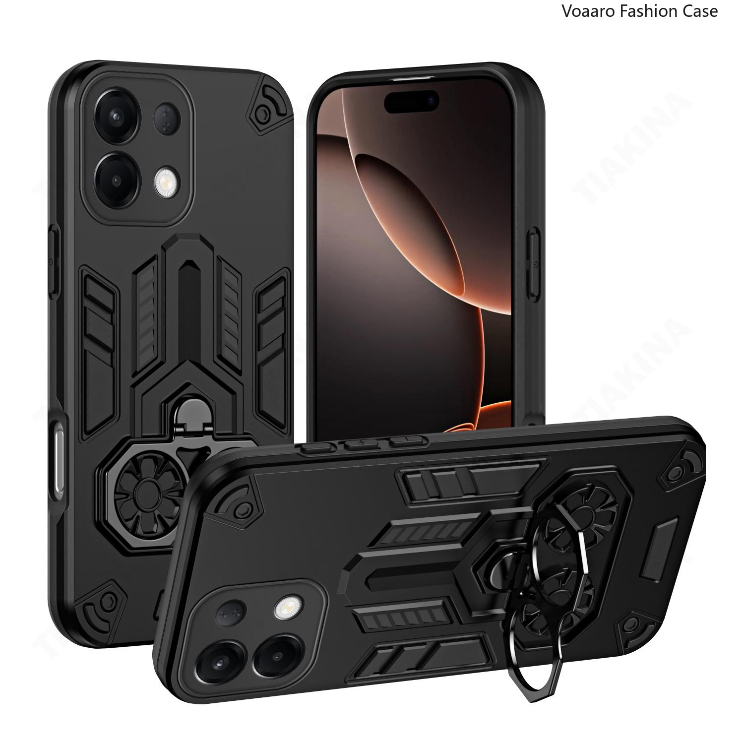 

Dual Finger Ring Armor Cover for OPPO K13 Case for OPPO K12S Rotate Metal Bracket Kickstand Holder Case Shockproof Capa for OPPO K13 чёрный