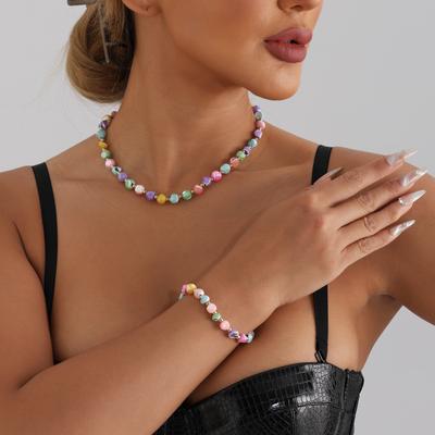 Dopamine Color Beaded Irregular Shell Necklace Female Temperament Necklace Sweet Cool Spice Girl Collarbone Necklace