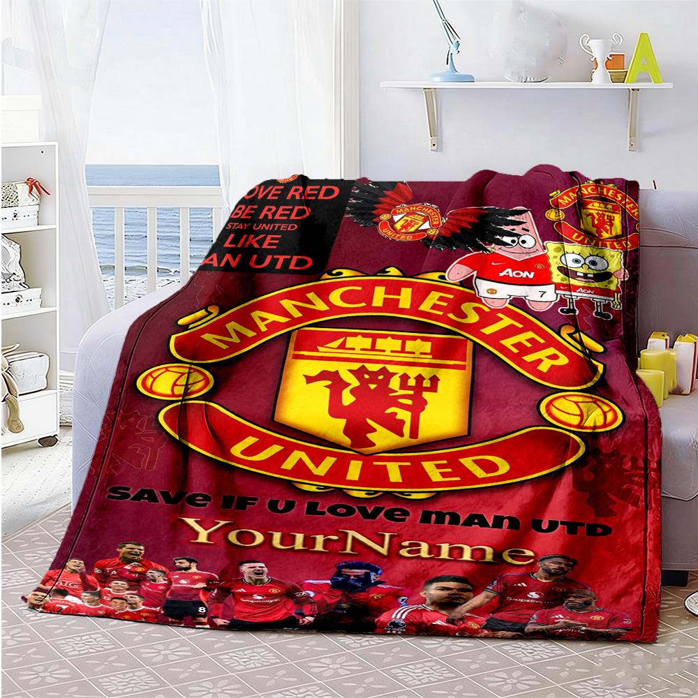 Manchester Customize Text Blanket Lightweight Customizable Blanket Soft Warm Cozy for Bed Couch Office Chair Chair Ideal for All Seasons