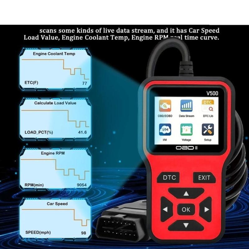 Efficient V500 OBD2 Scanner Car Diagnostic Tool With Real Time Data Stream And Fault Code Reader For 12V Vehicles